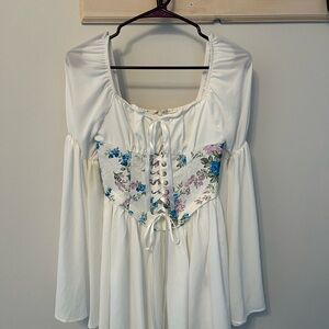 Floral Corset Peasant Blouse